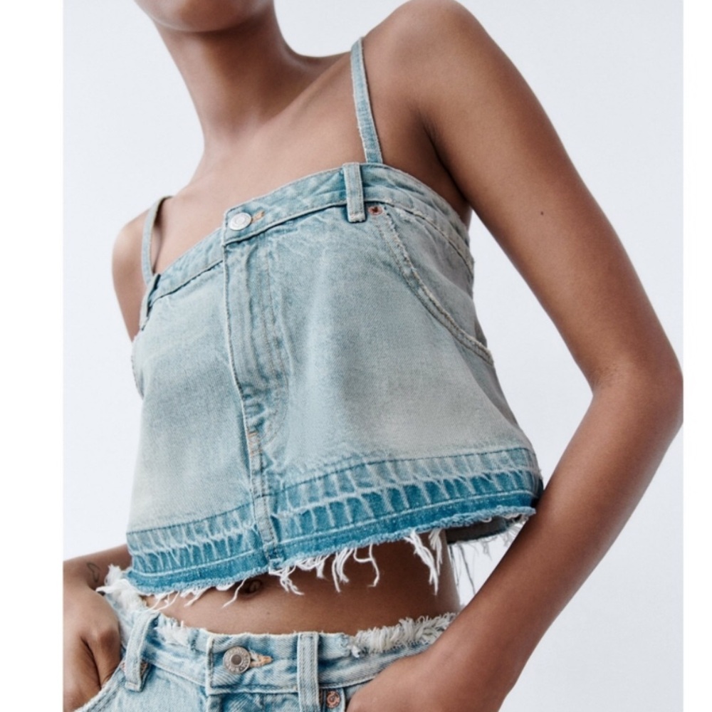 New. Zara Denim Crop Top